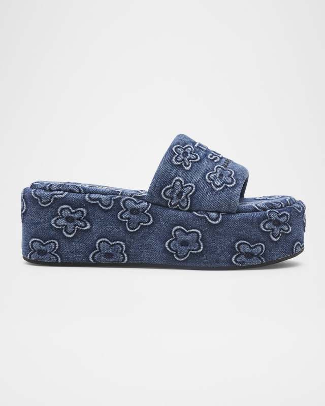 The Puffed Daisy Denim Platform Sandals